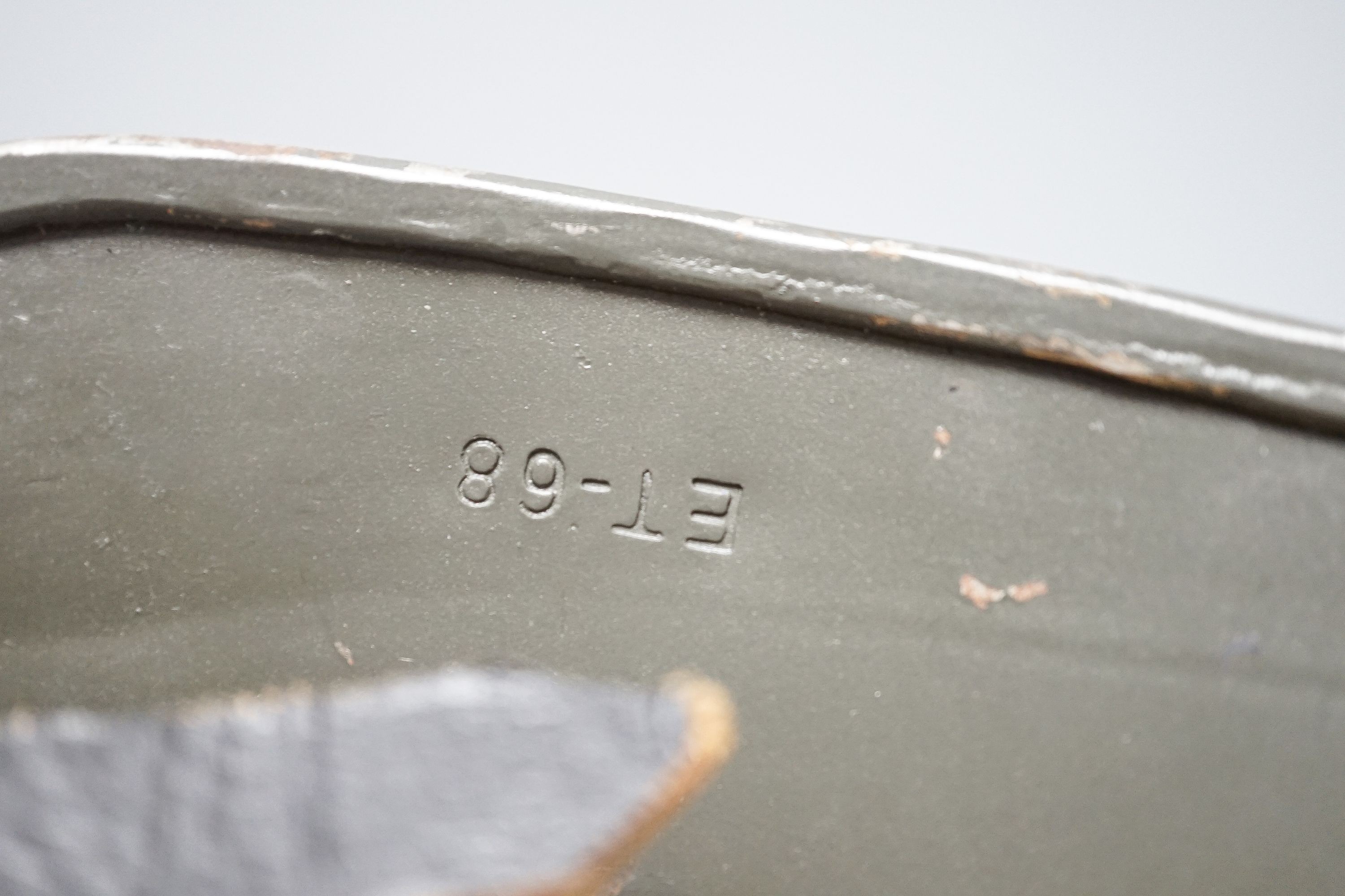 A replica WWII German steel helmet